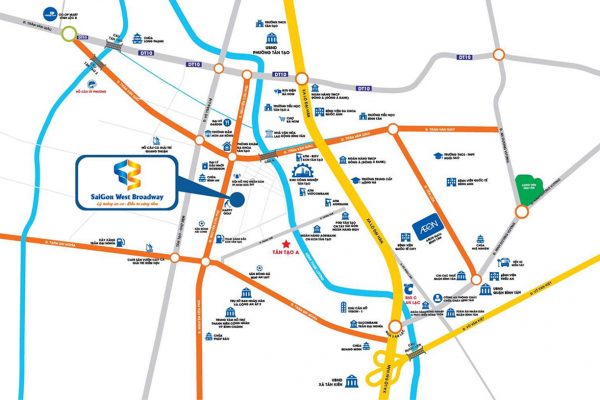 Vị trí địa chỉ dự án đất nền Saigon West Broadway Bình Tân