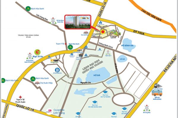 Vị trí địa chỉ dự án căn hộ chung cư Bcons Bee Bình Dương
