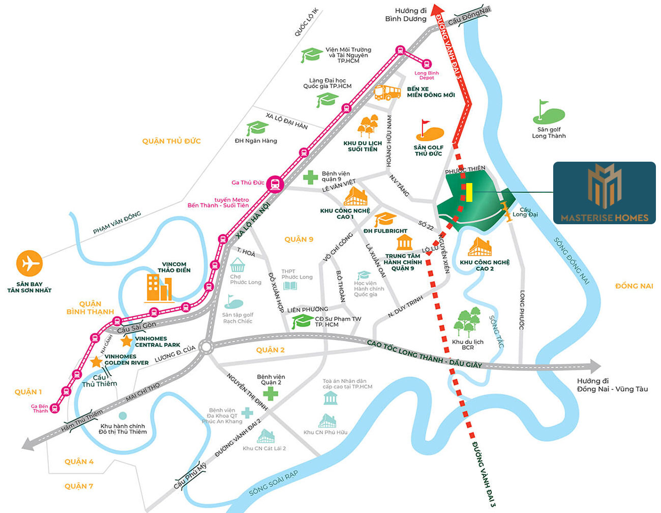 Vị trí địa chỉ dự án căn hộ chung cư Marina Central Quận 9 chủ đầu tư Masterise Homes
