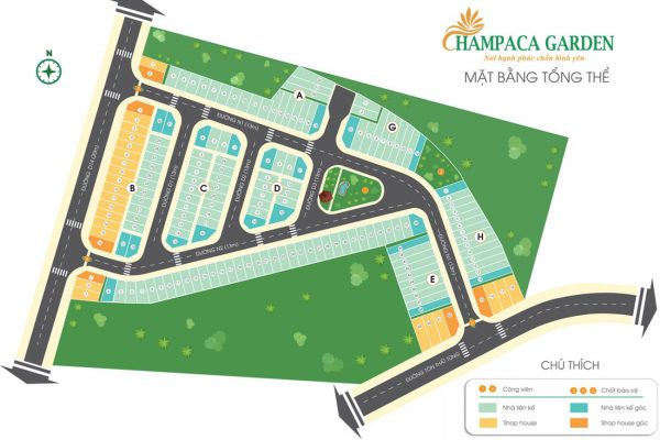 Mặt bằng dự án nhà phố chung cư Champaca Garden Dĩ An Bình Dương