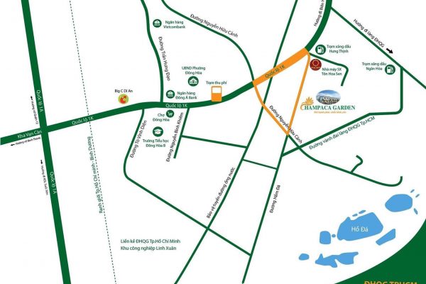Vị trí địa chỉ dự án nhà phố chung cư Champaca Garden Dĩ An Bình Dương