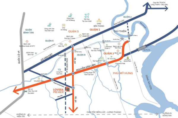 Vị trí địa chỉ dự án nhà phố Lovera Premier Bình Chánh
