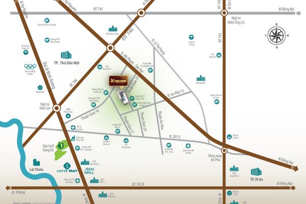 Vị trí địa chỉ dự án căn hộ chung cư Legacy Central Bình Dương chủ đầu tư Kim Oanh Group