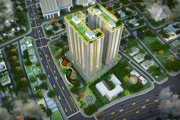 Phối cảnh tổng thể dự án căn hộ chung cư Bcons Plaza Bình Dương
