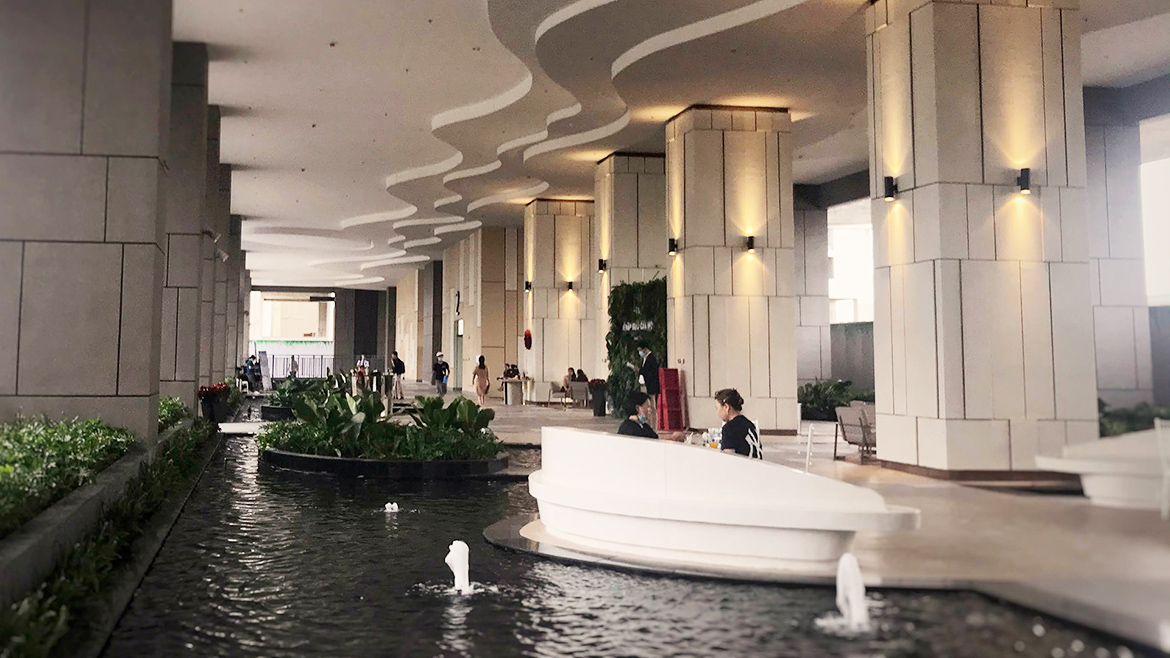 Hình ảnh thực tế sảnh đón dự án căn hộ chung cư River Panorama Quận 7 đường Hoàng Quốc Việt chủ đầu tư An Gia Hình ảnh thực tế dự án căn hộ chung cư River Panorama Quận 7 đường Hoàng Quốc Việt chủ đầu tư An Gia