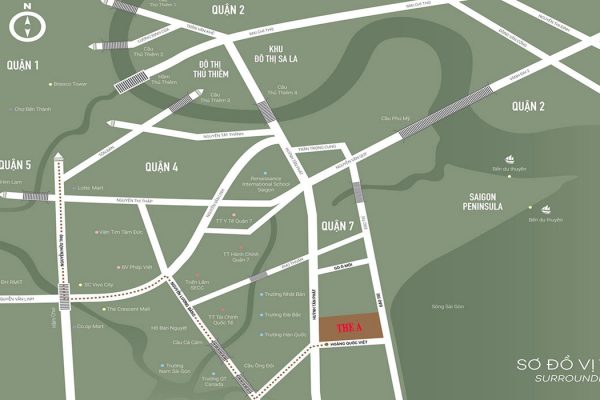 Vị trí địa chỉ dự án căn hộ chung cư The A Quận 7 đường Hoàng Quốc Việt chủ đầu tư An Gia