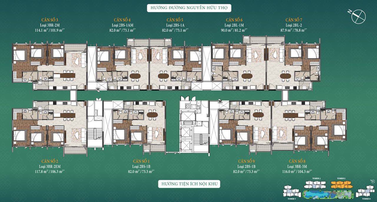 Mặt bằng căn hộ chung cư dự án Celesta Heights đường Nguyễn Hữu Thọ chủ đầu tư Keppel Land