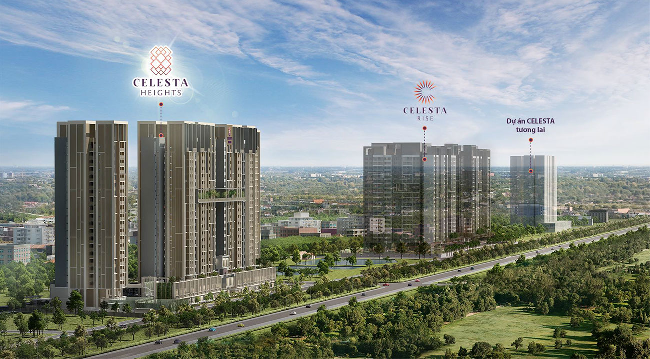Phối cảnh tổng thể căn hộ chung cư dự án Celesta Heights đường Nguyễn Hữu Thọ chủ đầu tư Keppel Land