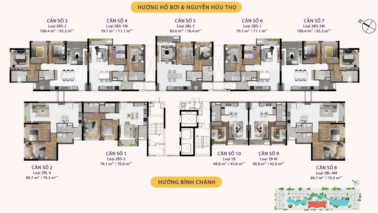 Mặt bằng căn hộ chung cư dự án Celesta Rise đường Nguyễn Hữu Thọ chủ đầu tư Keppel Land