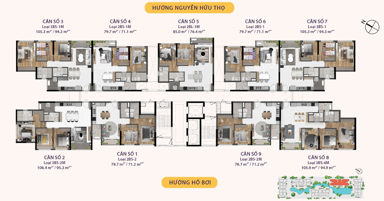 Mặt bằng căn hộ chung cư dự án Celesta Rise đường Nguyễn Hữu Thọ chủ đầu tư Keppel Land