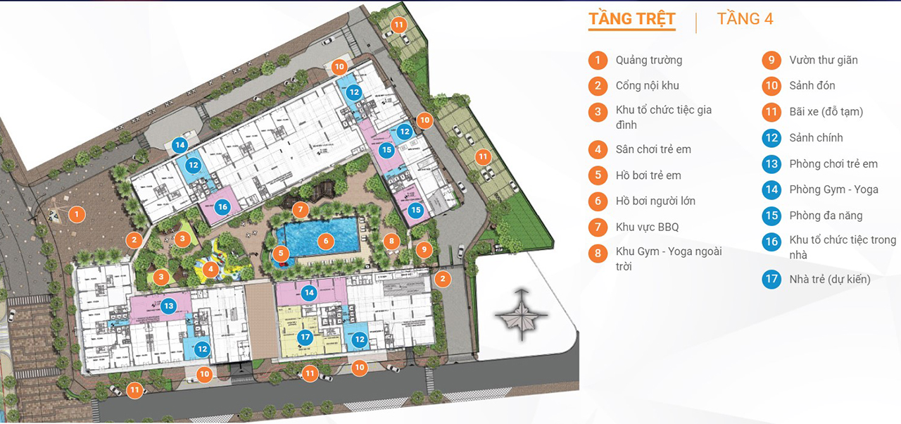 Mặt bằng bố trí tiện ích dự án căn hộ chung cư Akari City Bình Tân phase 2
