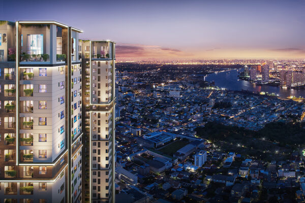 Phối cảnh tổng thể dự án căn hộ chung cư C River View Thủ Dầu Một Bình Dương