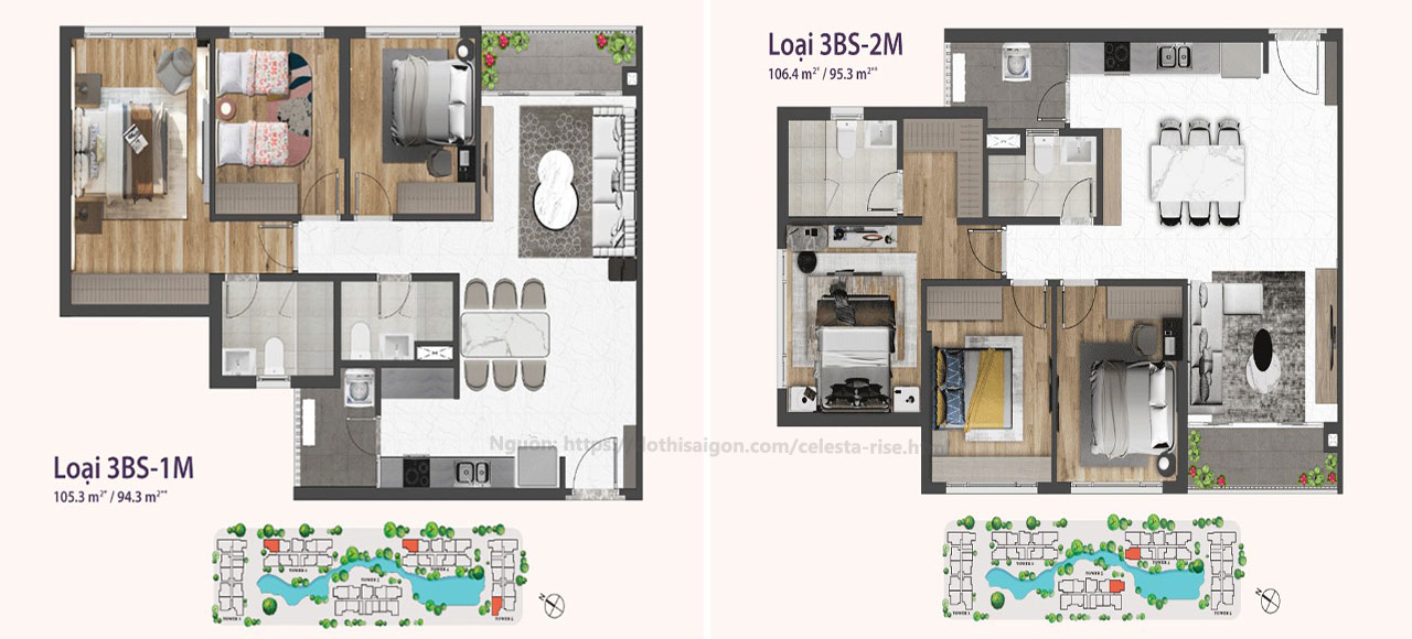 Thiết kế căn hộ chung cư dự án Celesta Rise đường Nguyễn Hữu Thọ chủ đầu tư Keppel Land