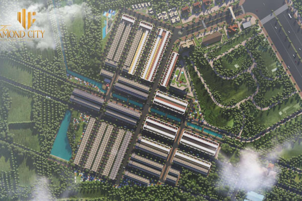 Phối cảnh tổng thể đất nền nhà phố shophouse dự án The Diamond City Đức Hòa Long An chủ đầu tư Thắng Lợi Group