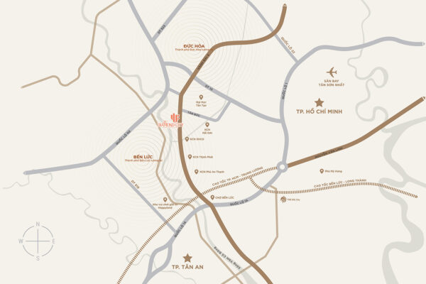 Vị trí địa chỉ đất nền nhà phố shophouse dự án The Diamond City Đức Hòa Long An chủ đầu tư Thắng Lợi Group