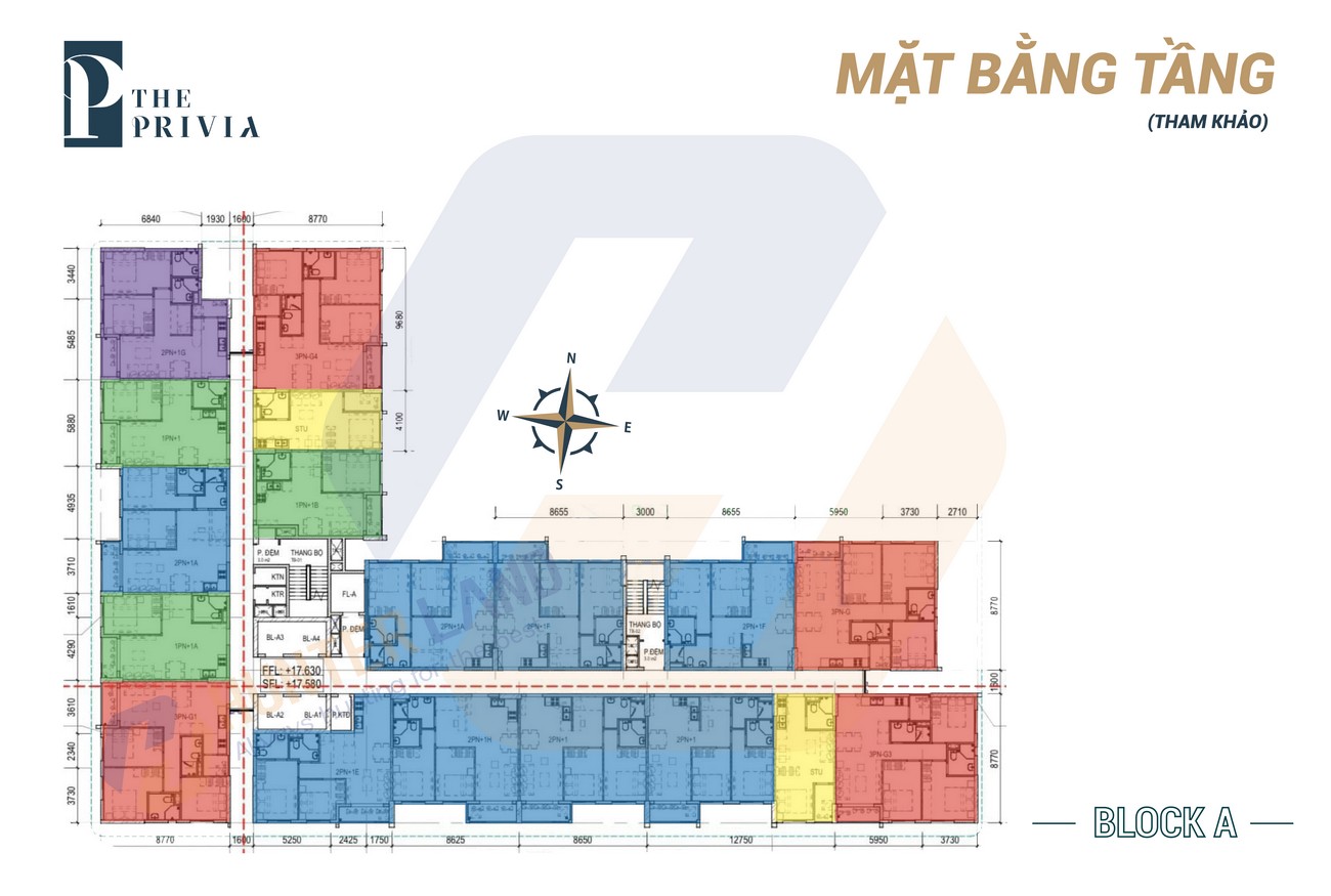 Mặt bằng block A dự án căn hộ The Privia Khang Điền