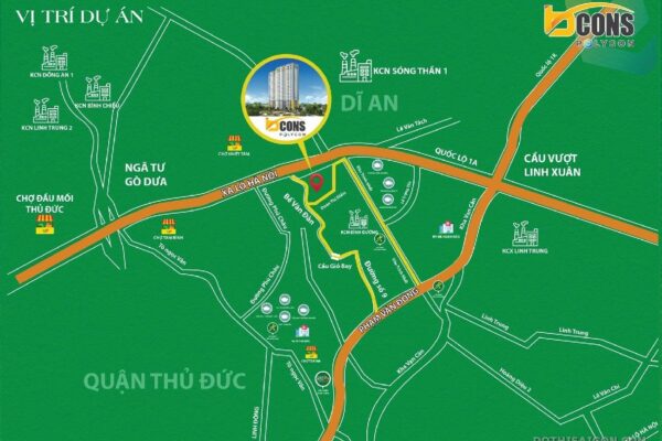 Vị trí dự án Bcons Polygon Dĩ An