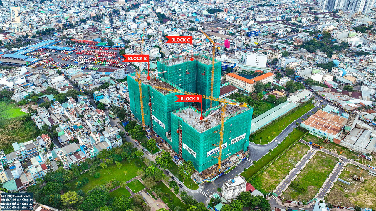 Tiến độ dự án căn hộ chung cư The Privia Bình Tân chủ đầu tư Khang Điền tháng 11/2023