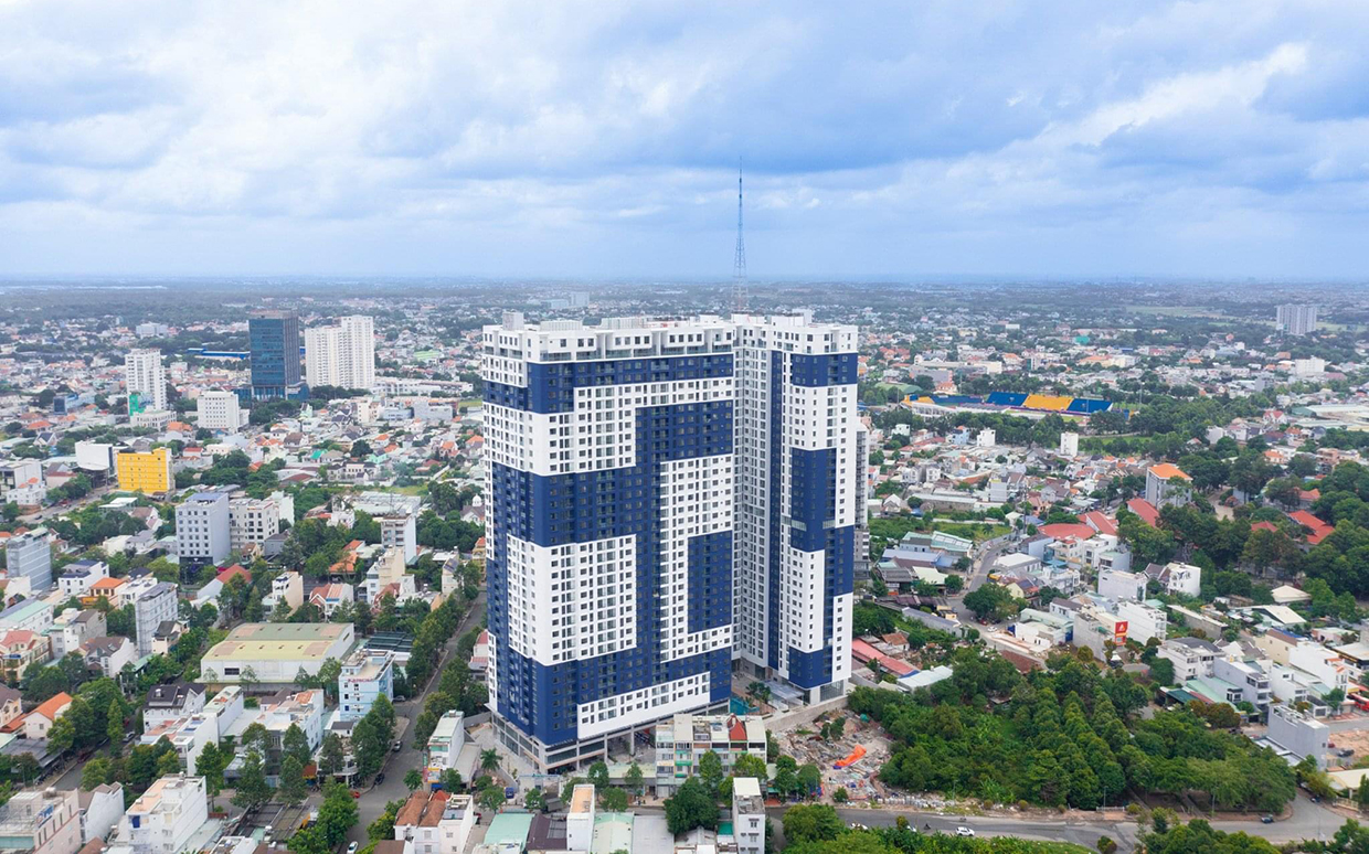 Hình ảnh thực tế tổng thể dự án căn hộ chung cư C Sky View Thủ Dầu Một Bình Dương
