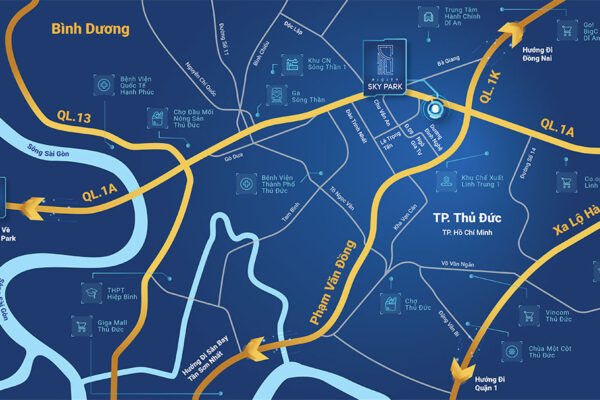 Vị trí địa chỉ dự án căn hộ chung cư Picity Sky Park Bình Dương chủ đầu tư Pi Group