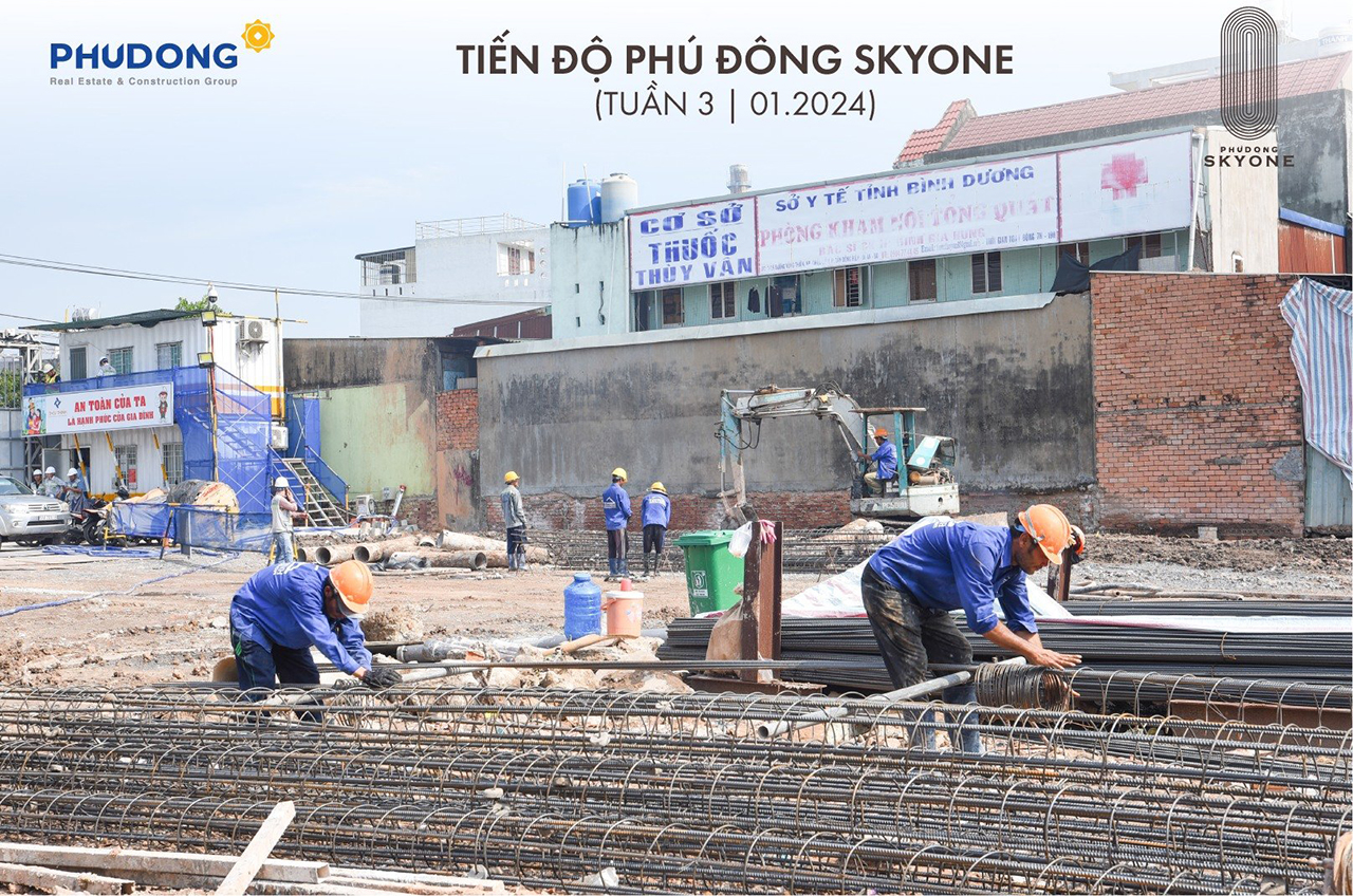 Tiến độ dự án căn hộ chung cư Phú Đông Sky One Dĩ An Bình Dương tháng 01/2024