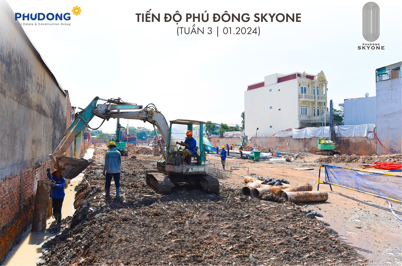 Tiến độ dự án căn hộ chung cư Phú Đông Sky One Dĩ An Bình Dương tháng 01/2024