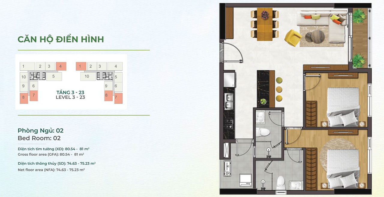 Thiết kế căn hộ chung cư dự án Essensia Sky đường Nguyễn Hữu Thọ chủ đầu tư Phú Long