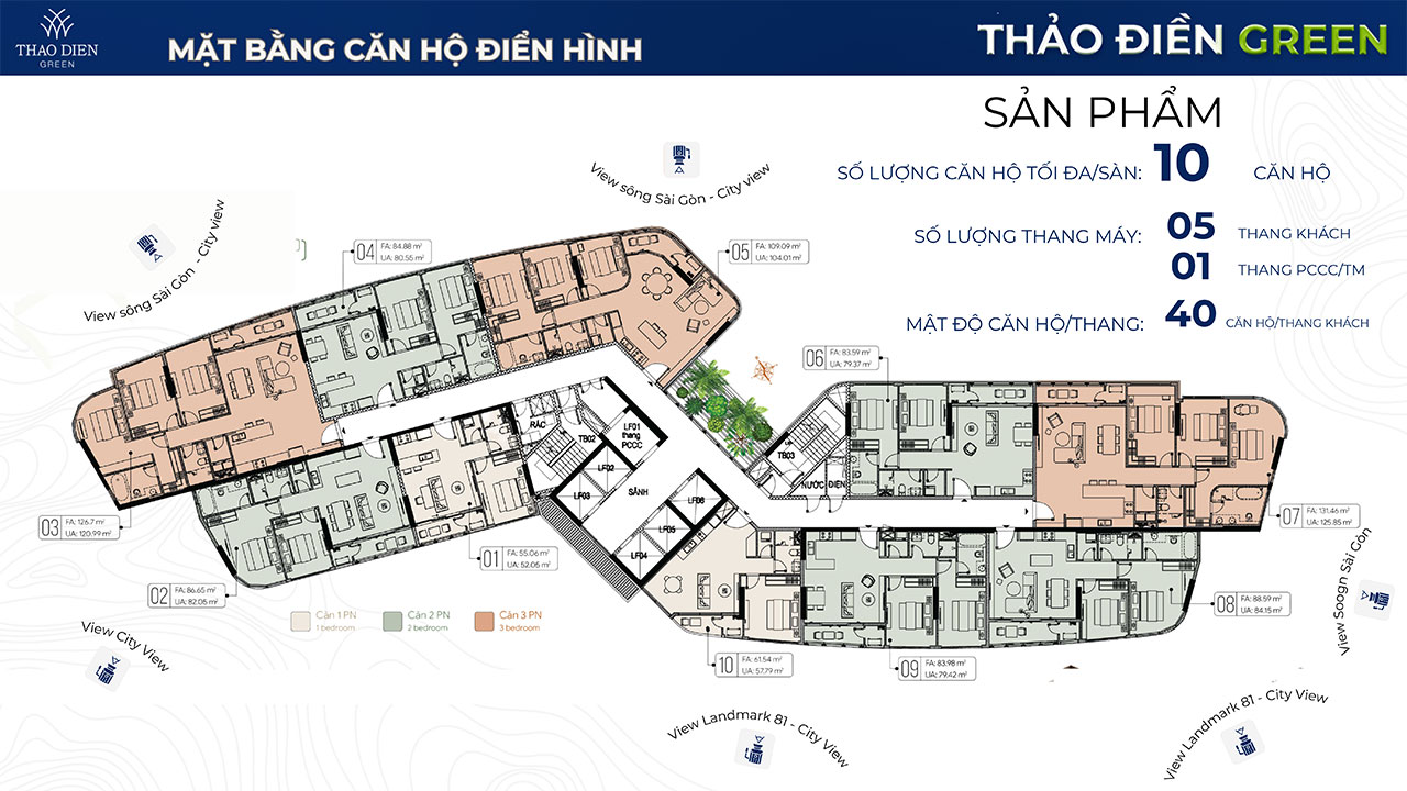 Mặt bằng dự án căn hộ chung cư cao cấp Thảo Điền Green Quận 2 đường Nguyễn Văn Hưởng