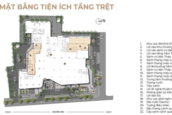 Mặt bằng tiện ích căn hộ cao cấp dự án Lancaster Legacy Quận 1 đường Nguyễn Trãi