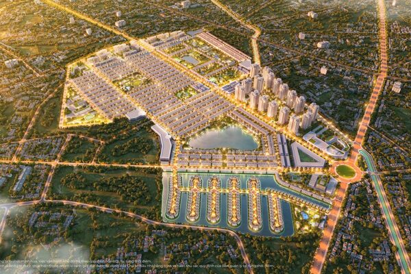 Phối cảnh tổng thể nhà phố biệt thự căn hộ dự án Vinhomes Green City Đức Hòa Long An chủ đầu tư Vinhomes