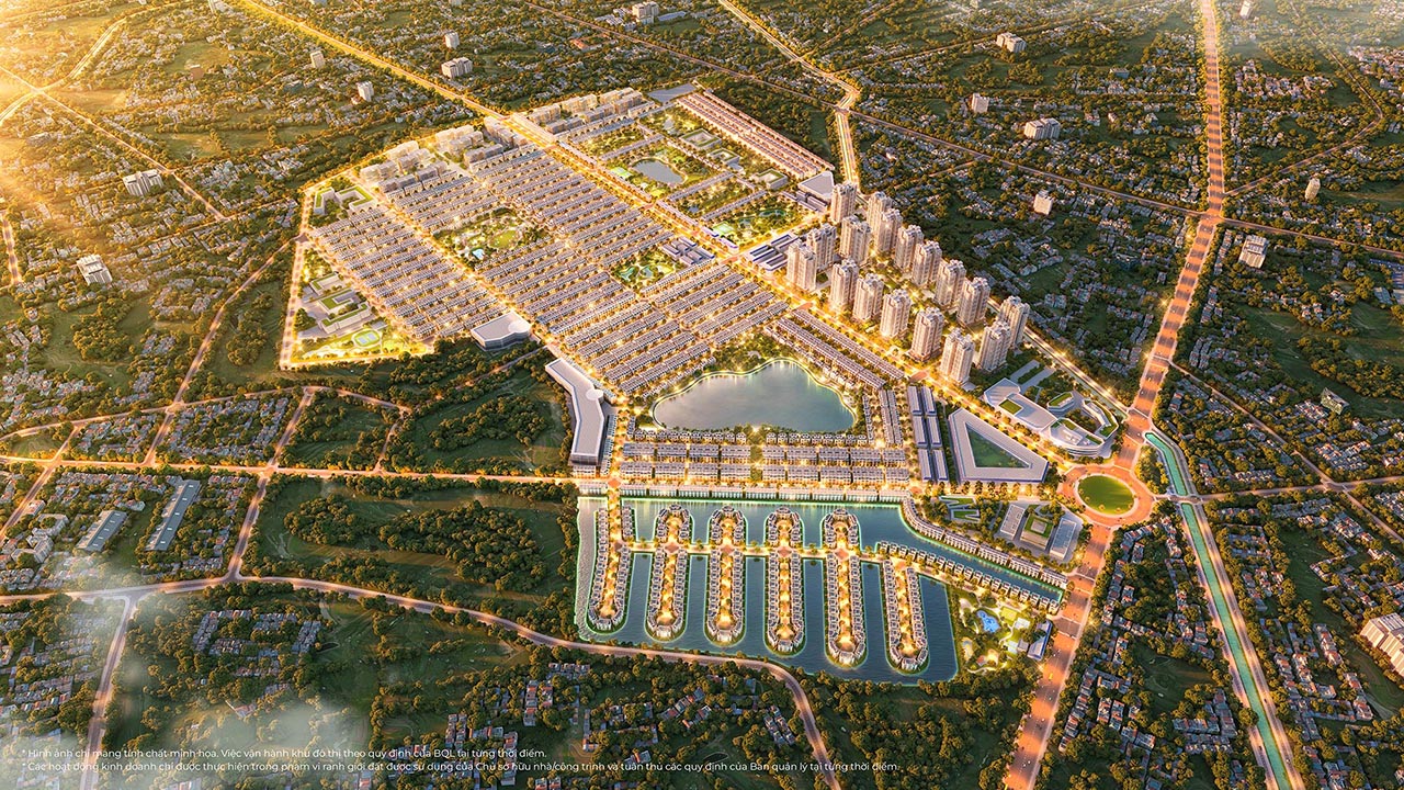 Phối cảnh tổng thể nhà phố biệt thự căn hộ dự án Vinhomes Green City Đức Hòa Long An chủ đầu tư Vinhomes