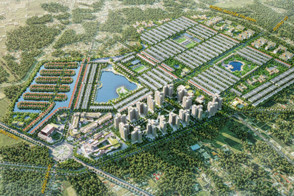 Phối cảnh tổng thể nhà phố biệt thự căn hộ dự án Vinhomes Green City Đức Hòa Long An chủ đầu tư Vinhomes