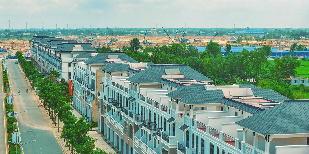 Tiến độ nhà phố biệt thự căn hộ dự án Vinhomes Green City Đức Hòa Long An chủ đầu tư Vinhomes tháng 07/2025