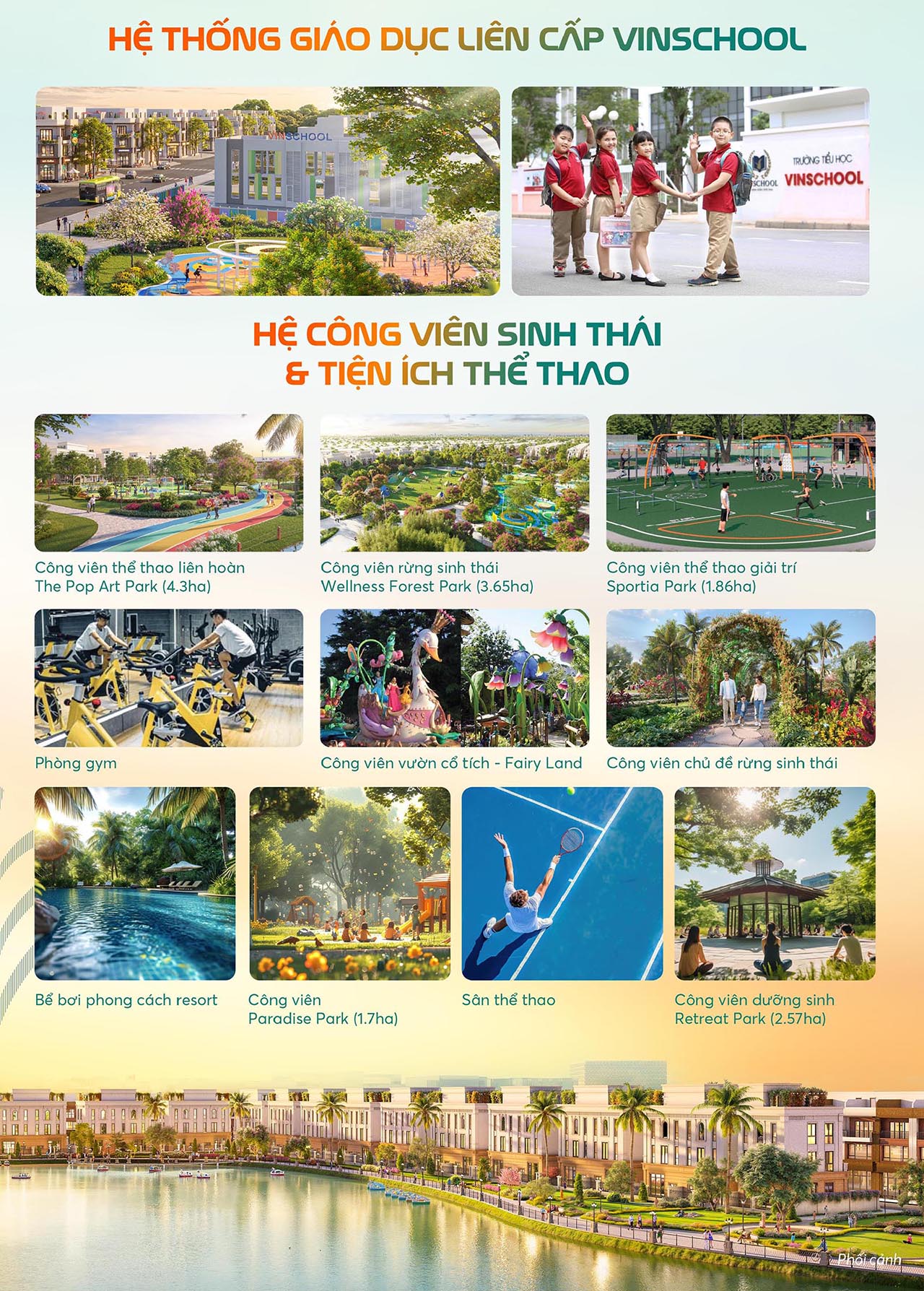 Tiện ích nhà phố biệt thự căn hộ dự án Vinhomes Green City Đức Hòa Long An chủ đầu tư Vinhomes