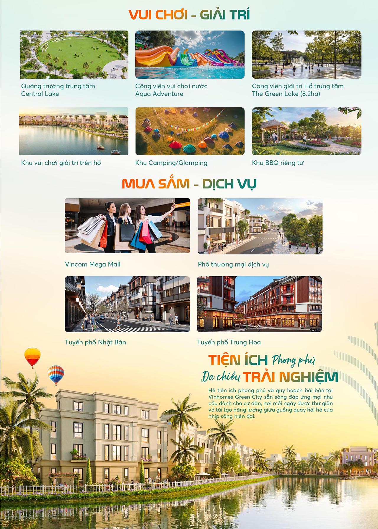 Tiện ích nhà phố biệt thự căn hộ dự án Vinhomes Green City Đức Hòa Long An chủ đầu tư Vinhomes
