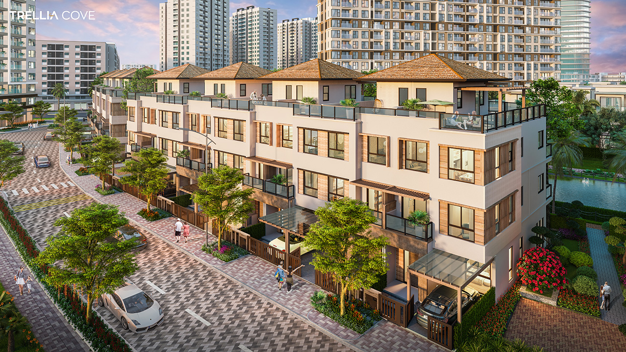 Phối cảnh tổng thể dự án căn hộ nhà phố Trellia Cove khu đô thị Mizuki Park Bình Chánh