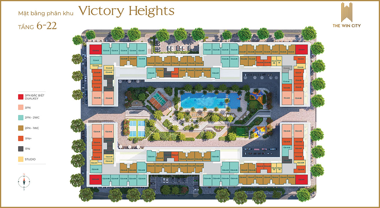 Mặt bằng căn hộ chung cư dự án The Win City chủ đầu tư Thắng Lợi Group