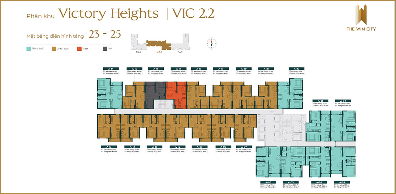 Mặt bằng tầng căn hộ The Win City phân khu Victory Heights tòa VIC 2.2 Mặt bằng căn hộ chung cư dự án The Win City chủ đầu tư Thắng Lợi Group