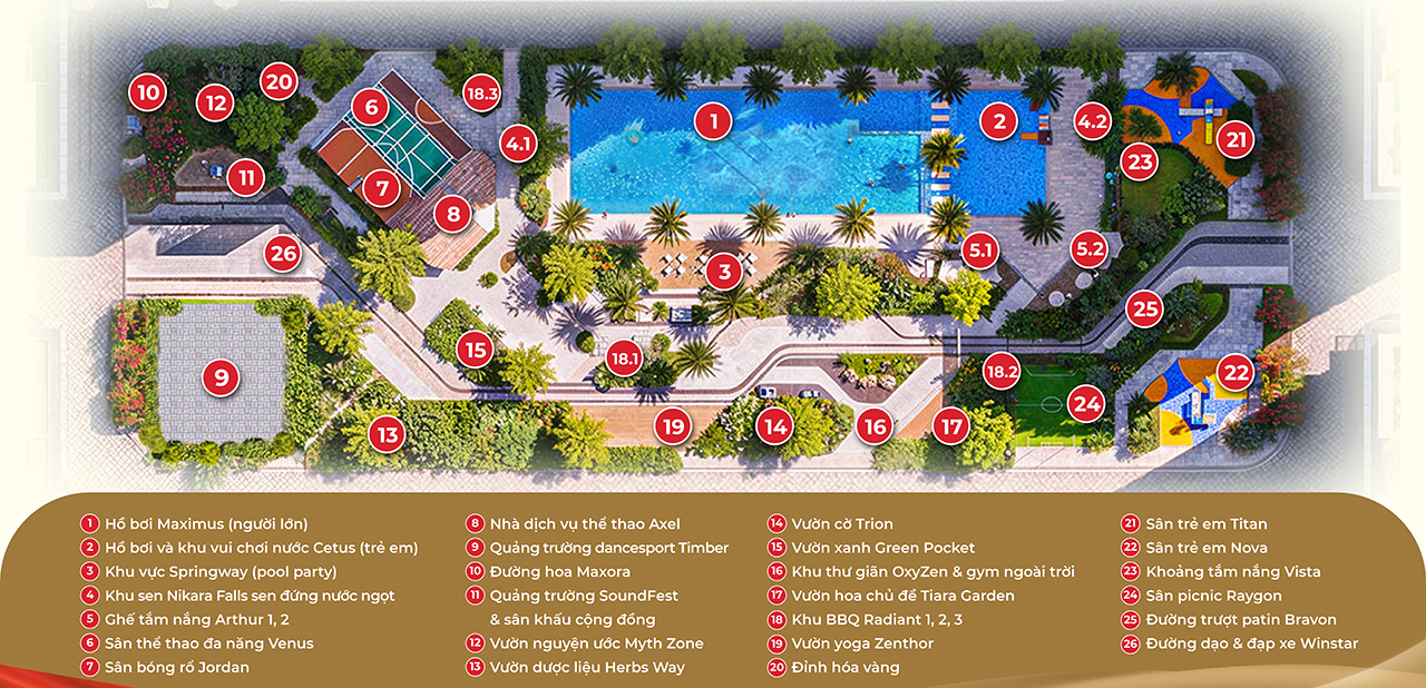 Mặt bằng bố trí tiện ích căn hộ chung cư dự án The Win City phân khu Victory Heights