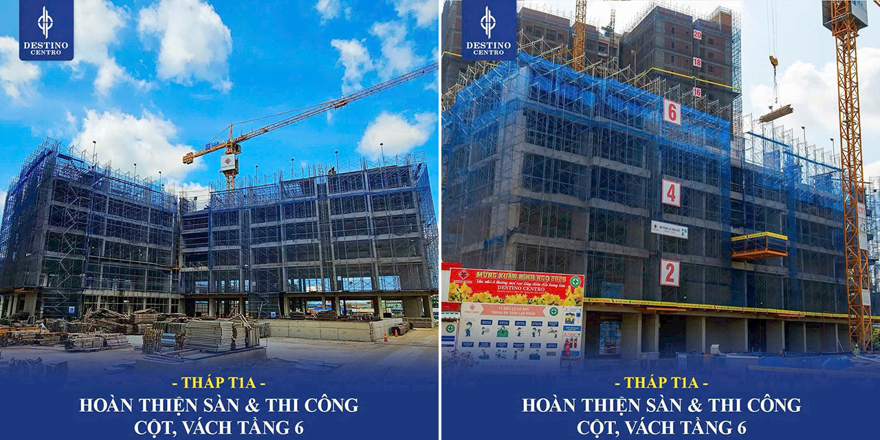 Tiến độ xây dựng dự án căn hộ Destino Centro THÁP T1A Tien Do Can Ho Chung Cu Du An Destino Centro Ben Luc Long An Thang 3/2026