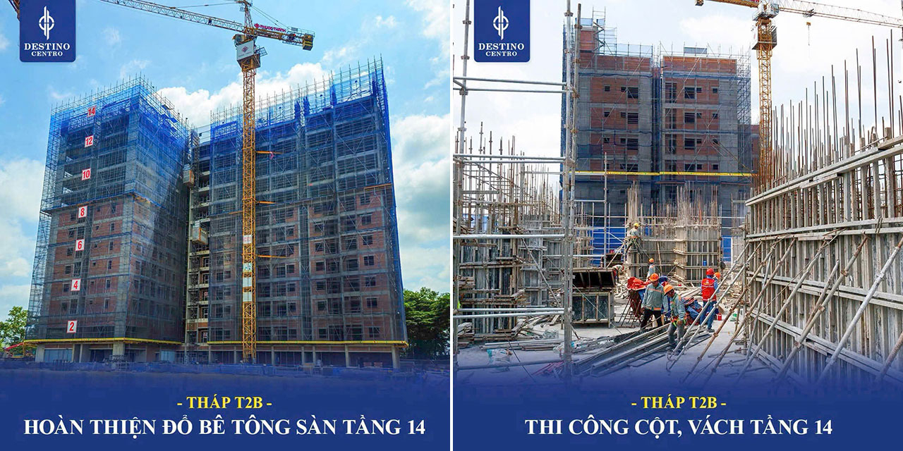 Tiến độ xây dựng dự án căn hộ Destino Centro THÁP T2B Tien Do Can Ho Chung Cu Du An Destino Centro Ben Luc Long An Thang 3/2026