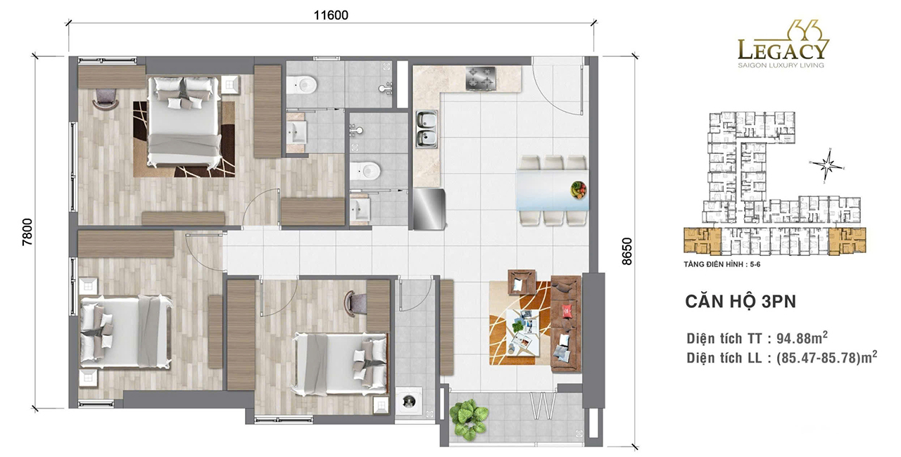 Thiết Kế Dự án Căn Hộ Hạng Sang Legacy 66 Quận 5