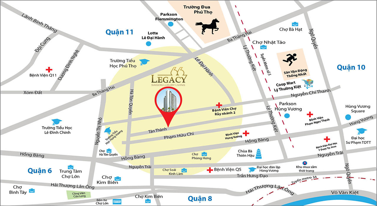 Vị trí địa chủ dự án căn hộ Legacy 66 Tân Thành Quận 5