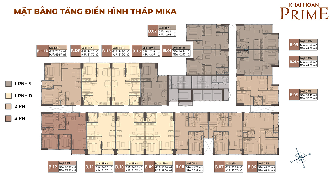 Mặt bằng căn hộ chung cư dự án Khải Hoàn Prime đường Lê Văn Lương Nhà Bè