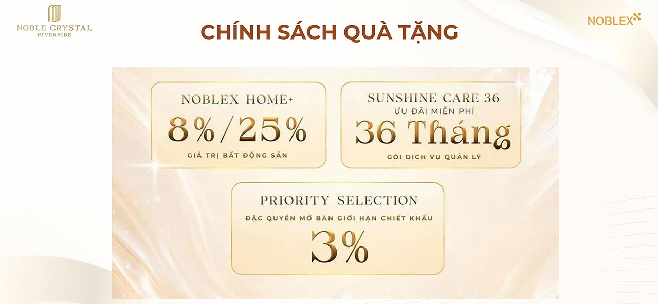 Chính sách ưu đãi khi sở hữu căn hộ Noble Crystal Riverside từ chủ đầu tư Thanh Toan Du An Can Ho Chung Cu Noble Crystal Riverside Quan 7 Duong Dao Tri Chu Dau Tu Sunshine Group (2)