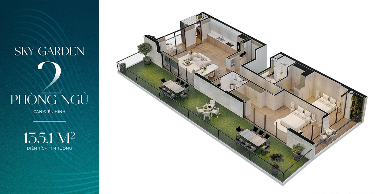 Layout thiết kế căn hộ Sky Garden 2 phòng ngủ Thiet Ke Du An Can Ho Chung Cu Noble Crystal Riverside Quan 7 Duong Dao Tri Chu Dau Tu Sunshine Group (1)