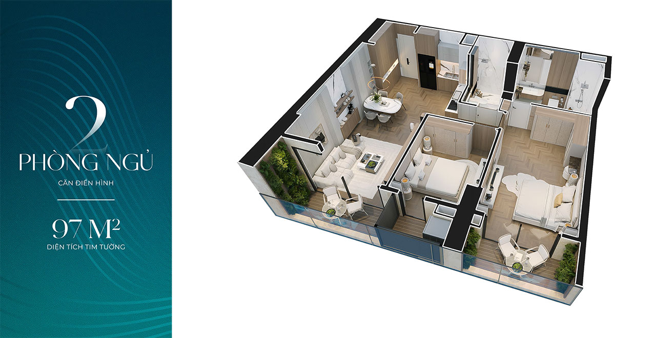 Layout thiết kế căn hộ 2 phòng ngủ Thiet Ke Du An Can Ho Chung Cu Noble Crystal Riverside Quan 7 Duong Dao Tri Chu Dau Tu Sunshine Group (2)