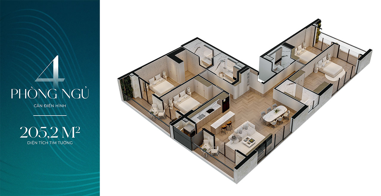 Layout thiết kế căn hộ 4 phòng ngủ Thiet Ke Du An Can Ho Chung Cu Noble Crystal Riverside Quan 7 Duong Dao Tri Chu Dau Tu Sunshine Group (4)