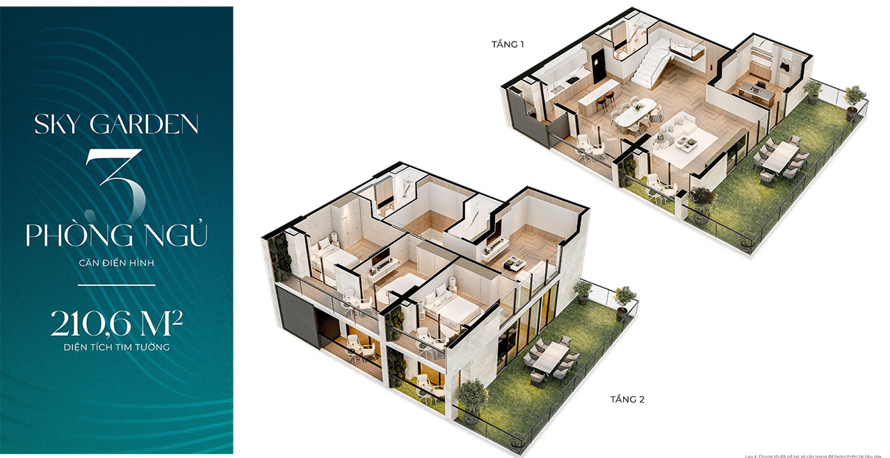Layout thiết kế căn hộ Sky Garden 3 phòng ngủ (Duplex) Thiet Ke Du An Can Ho Chung Cu Noble Crystal Riverside Quan 7 Duong Dao Tri Chu Dau Tu Sunshine Group (6)