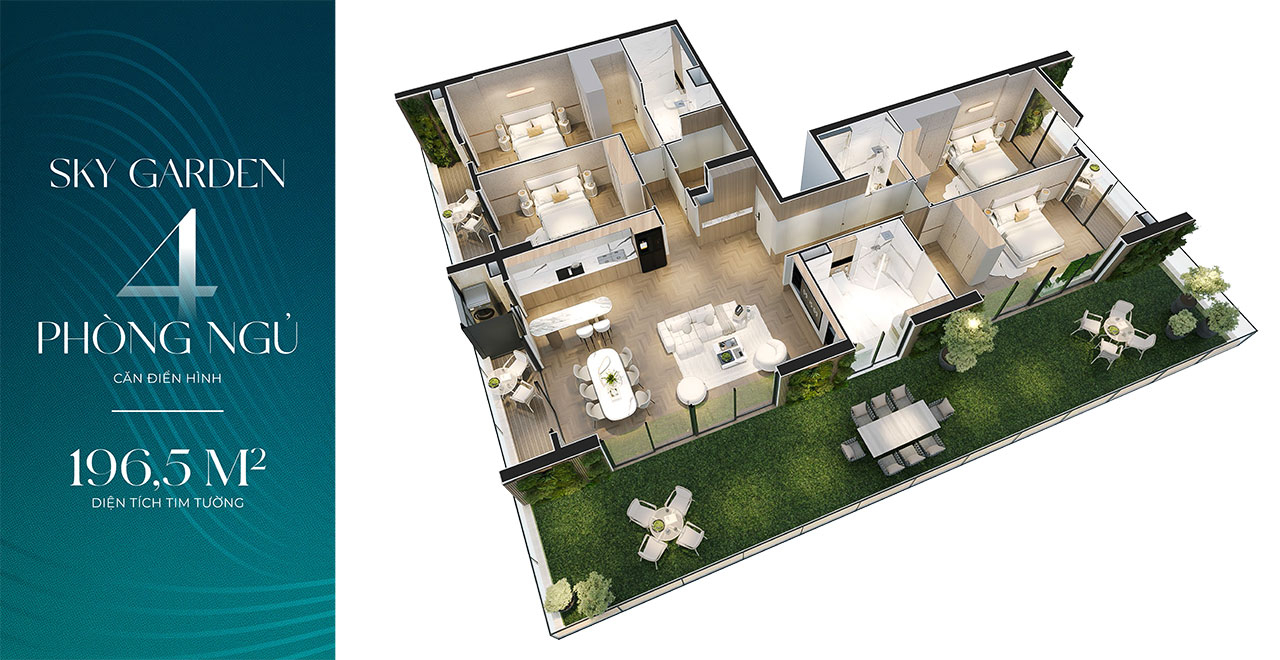 Layout thiết kế căn hộ Sky Garden 4 phòng ngủ Thiet Ke Du An Can Ho Chung Cu Noble Crystal Riverside Quan 7 Duong Dao Tri Chu Dau Tu Sunshine Group (7)